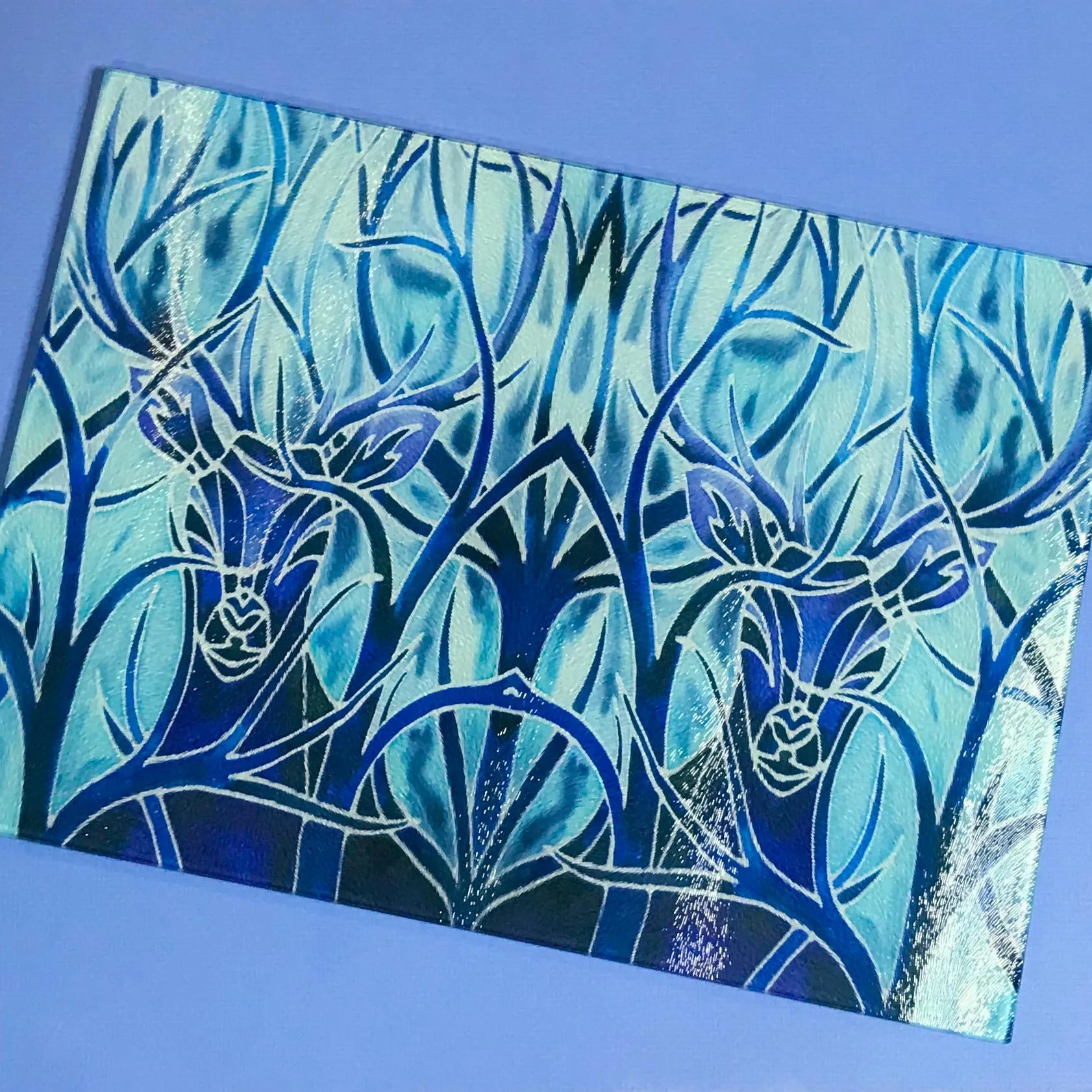 Red Stag Glass Chopping Board - Stag Trivet - Forest Pot Stand - Heat Proof Table Top Saver - Decorative Platter