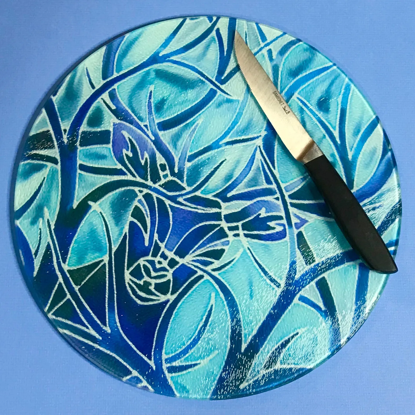 Red Stag Glass Chopping Board - Stag Trivet - Forest Pot Stand - Heat Proof Table Top Saver - Decorative Platter