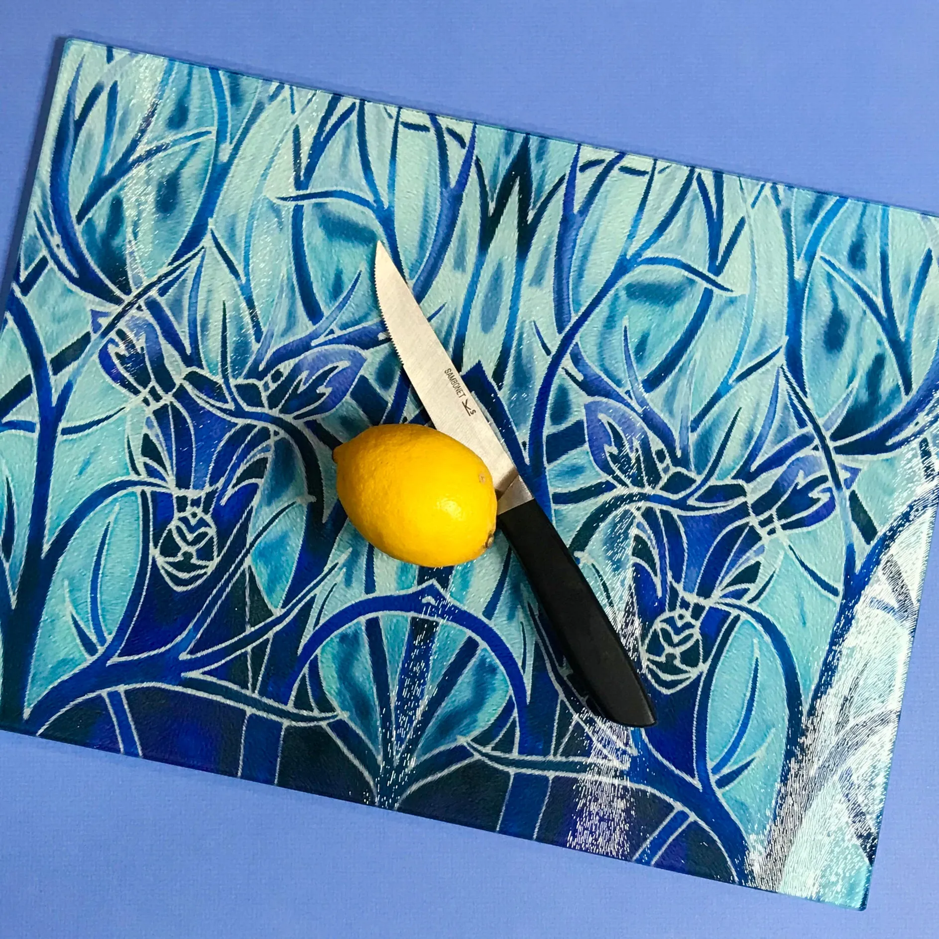 Red Stag Glass Chopping Board - Stag Trivet - Forest Pot Stand - Heat Proof Table Top Saver - Decorative Platter